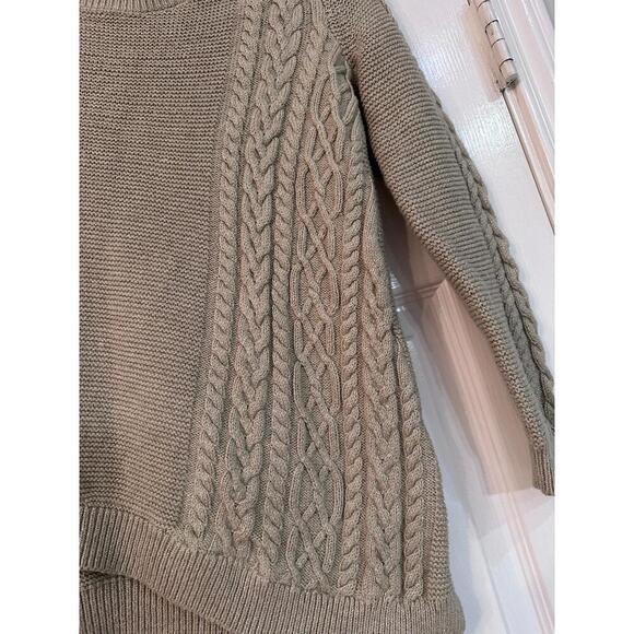 Tommy Bahama Kids Sweater Size L (10/12) Tan Cable Knit Asymmetrical Cozy - Picture 3 of 7